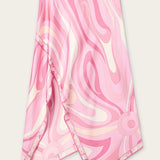 Zweiteiler aus Satin: Neckholder-Top & Midirock mit Tuchprint